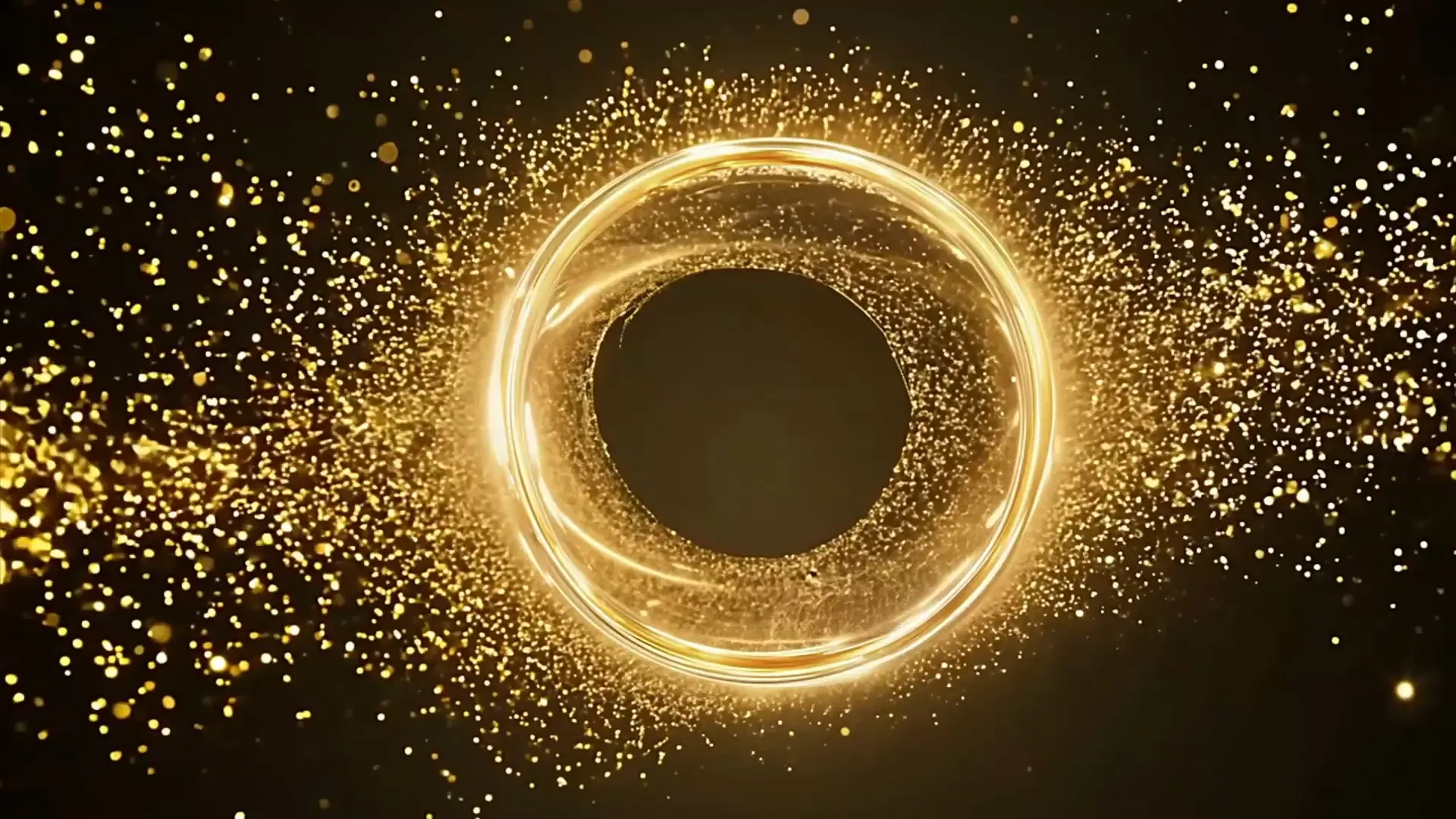 Glowing Ring of Light with Particle Burst Overlay for Logo Animation